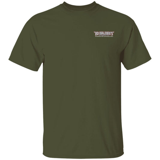Ed Walden's Bar olive green men's t-shirt chest logo family since 1943 Daytona Beach Florida front design tee